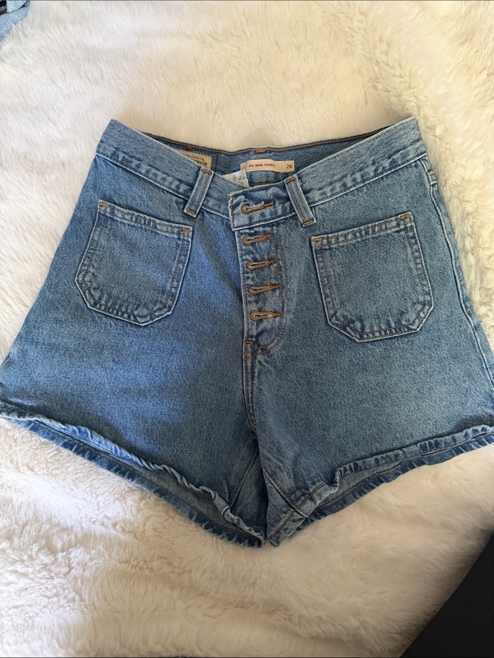 Levi's High-Waist Button-Fly Denim Shorts - Light Blue Wash